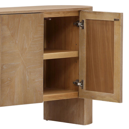 Light Natural Elm Wood Sideboard 111 in Wide