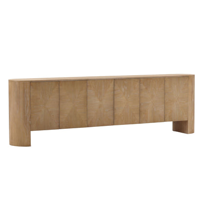 Light Natural Elm Wood Sideboard 111 in Wide