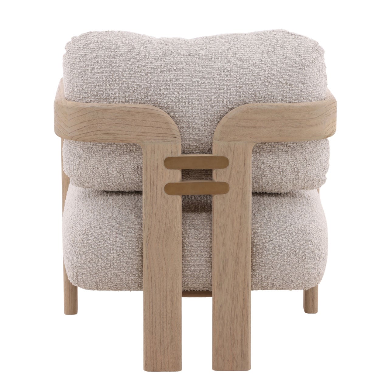 Cream and Light Natural Basketweave Fabric and Mindi Wood Chair 26.5 in Wide