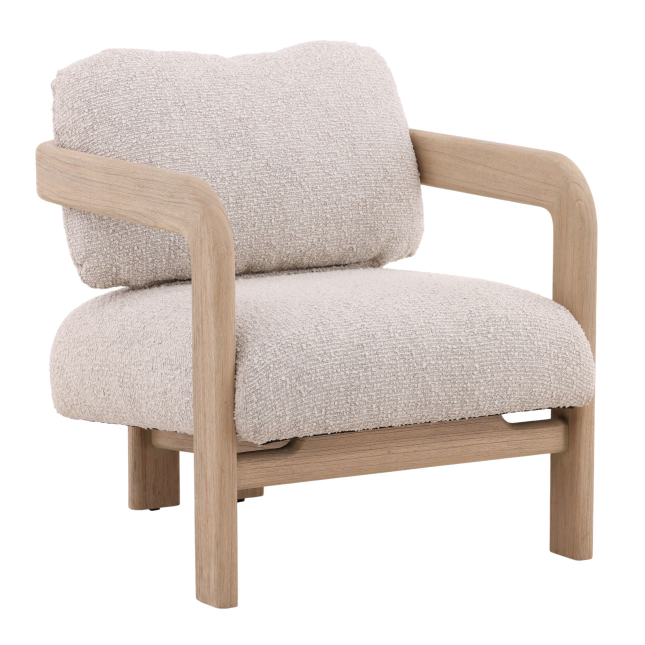 Cream and Light Natural Basketweave Fabric and Mindi Wood Chair 26.5 in Wide