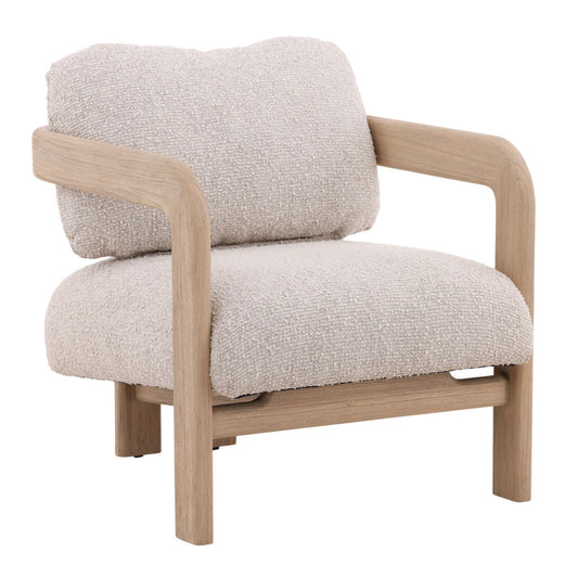 Cream and Light Natural Basketweave Fabric and Mindi Wood Chair 26.5 in Wide