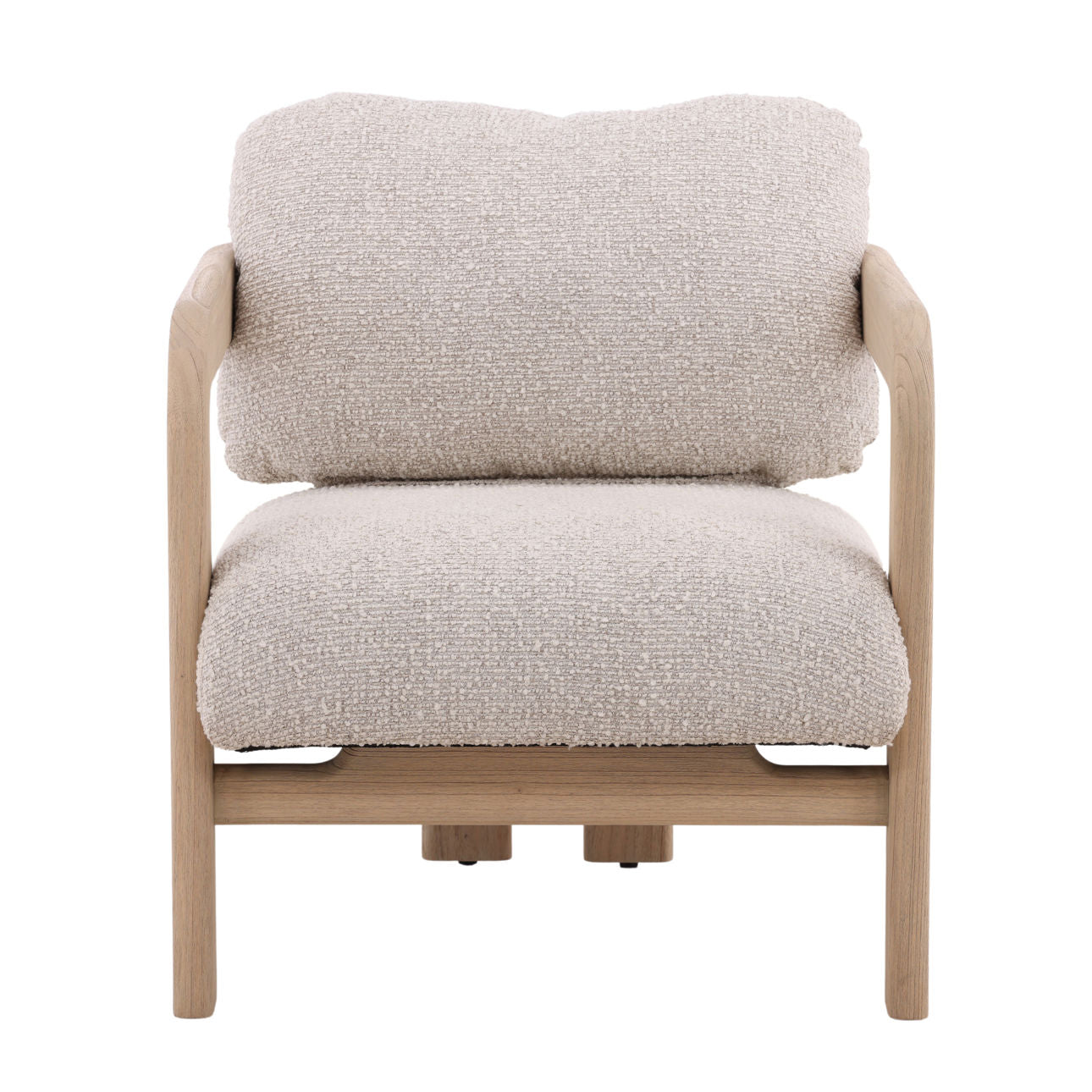 Cream and Light Natural Basketweave Fabric and Mindi Wood Chair 26.5 in Wide