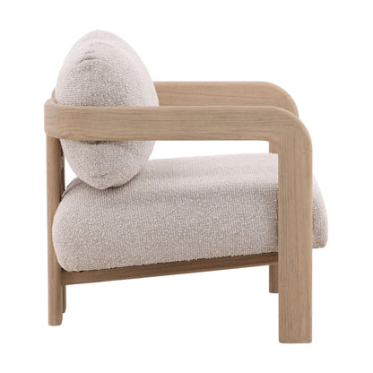 Cream and Light Natural Basketweave Fabric and Mindi Wood Chair 26.5 in Wide