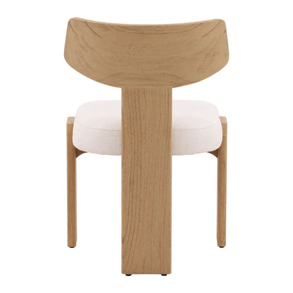 Field White and Natural Tweed Fabric and Mindi Wood Chair 21.5 in Wide
