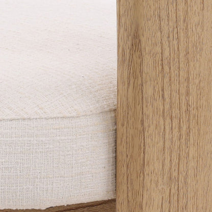 Field White and Natural Tweed Fabric and Mindi Wood Chair 21.5 in Wide
