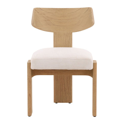 Field White and Natural Tweed Fabric and Mindi Wood Chair 21.5 in Wide