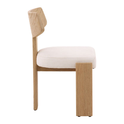 Field White and Natural Tweed Fabric and Mindi Wood Chair 21.5 in Wide