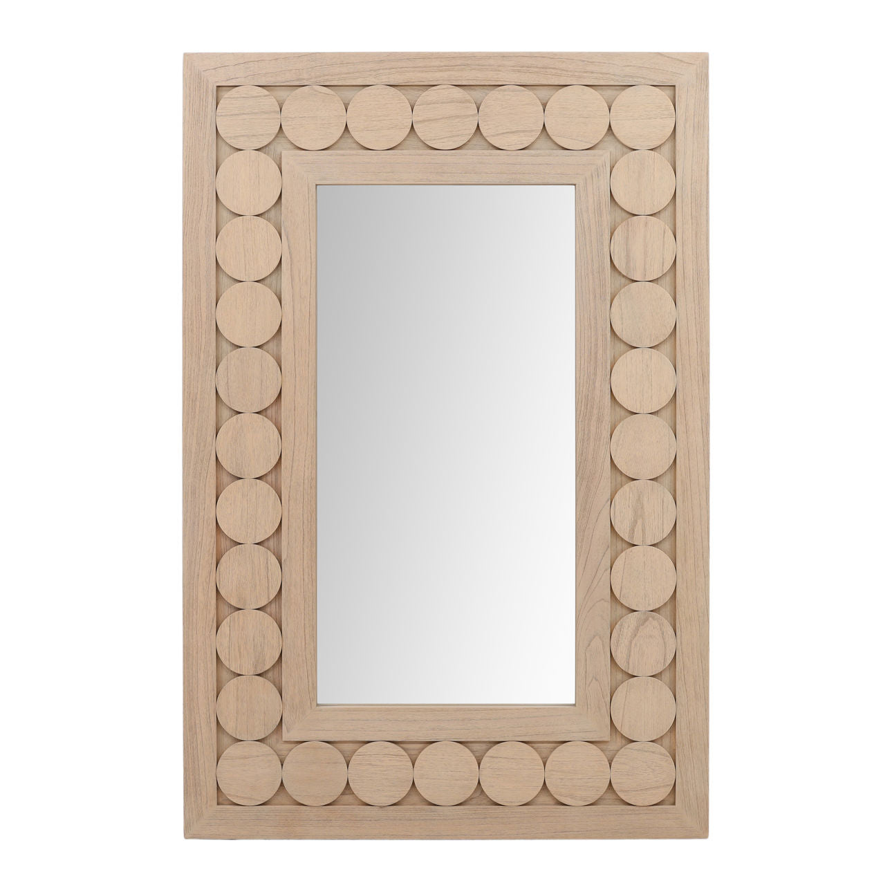Light Natural Mindi Wood and Mindi Wood Veneer Frame Mirror 40 in Wide