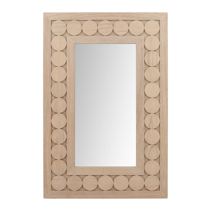 Light Natural Mindi Wood and Mindi Wood Veneer Frame Mirror 40 in Wide