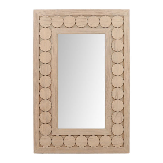 Light Natural Mindi Wood and Mindi Wood Veneer Frame Mirror 40 in Wide