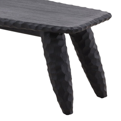 Black Mindi Wood Bench 48 in Wide