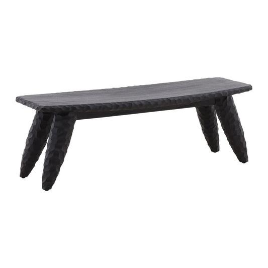 Black Mindi Wood Bench 48 in Wide