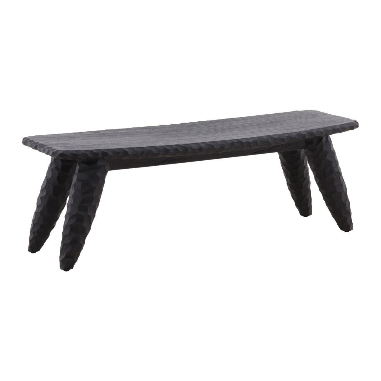 Black Mindi Wood Bench 48 in Wide