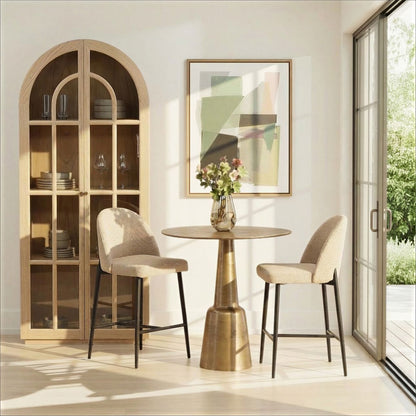 Light Natural Mindi Wood Veneer Cabinet 34.5 in Wide