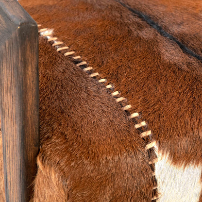 Natural Brown Finish Goat Hide and Mindi Wood Chair 30 in Wide