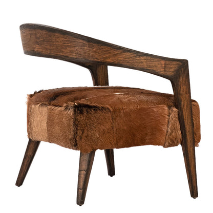 Natural Brown Finish Goat Hide and Mindi Wood Chair 30 in Wide
