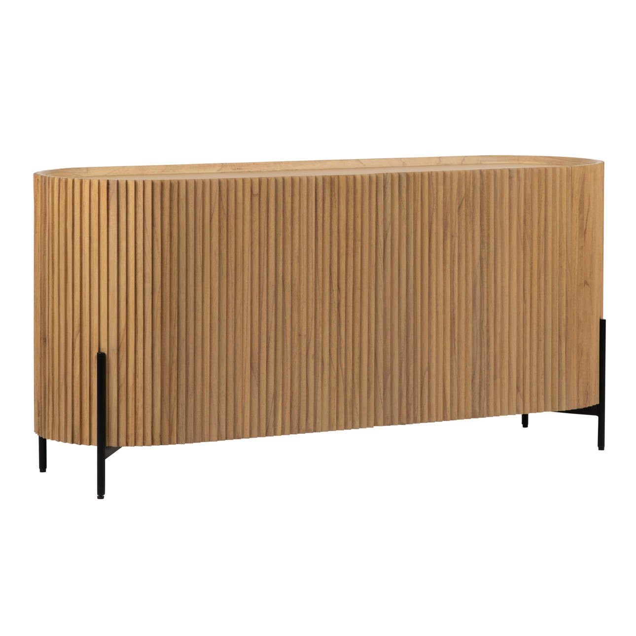 Natural Finish with Black Metal Legs Mindi Wood and Veneer with Iron Legs Sideboard 59 in Wide