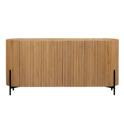 Natural Finish with Black Metal Legs Mindi Wood and Veneer with Iron Legs Sideboard 59 in Wide