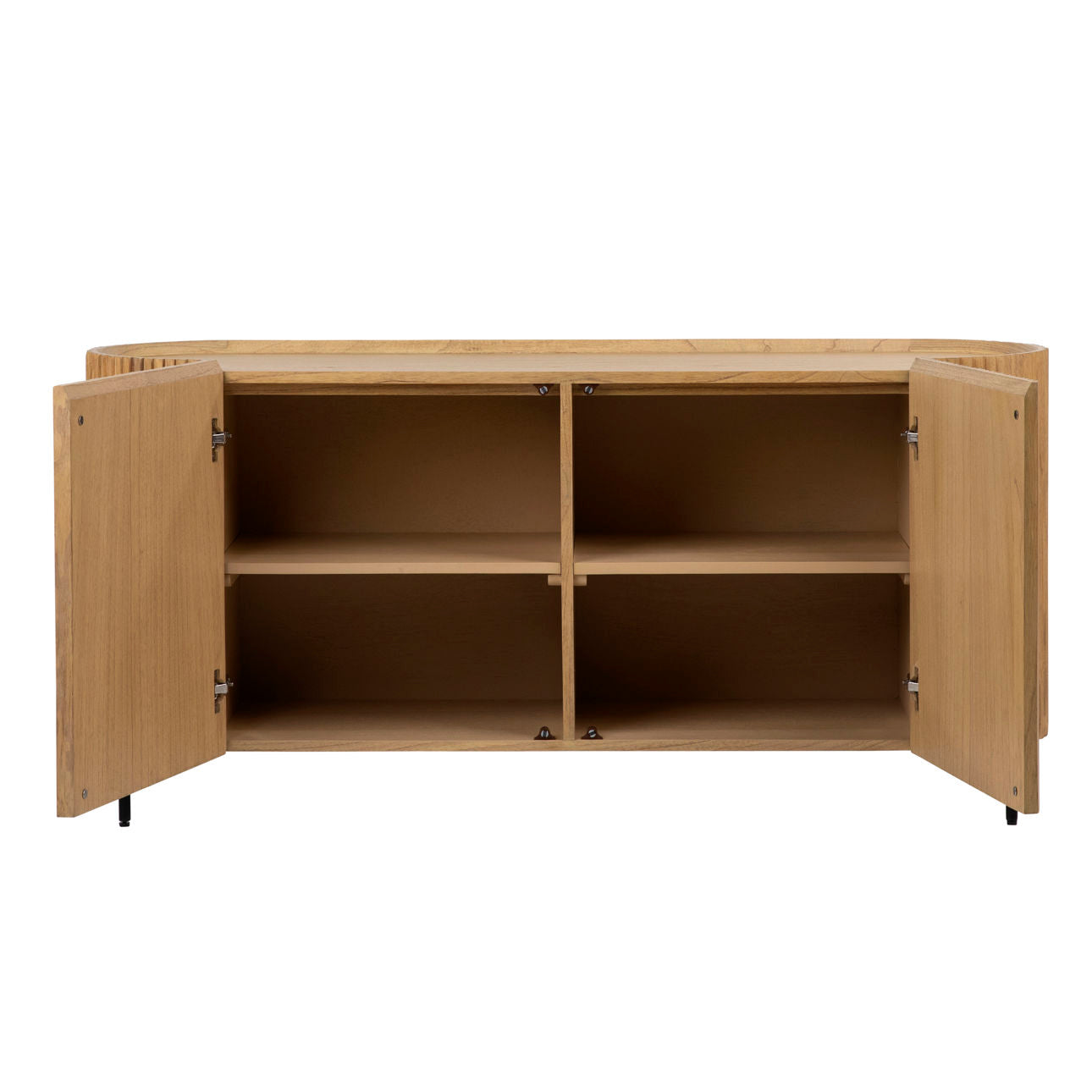 Natural Finish with Black Metal Legs Mindi Wood and Veneer with Iron Legs Sideboard 59 in Wide