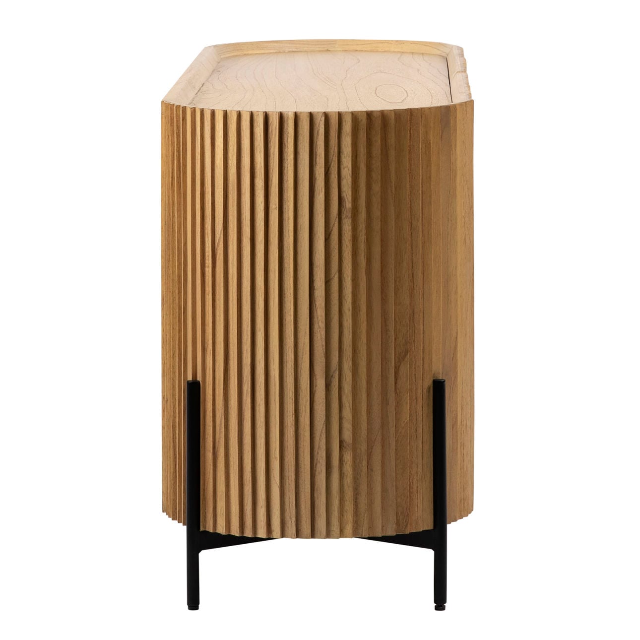 Natural Finish with Black Metal Legs Mindi Wood and Veneer with Iron Legs Sideboard 59 in Wide