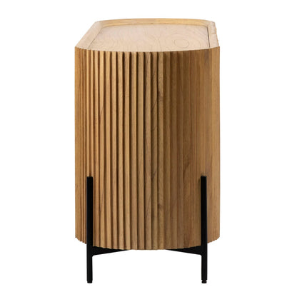 Natural Finish with Black Metal Legs Mindi Wood and Veneer with Iron Legs Sideboard 59 in Wide