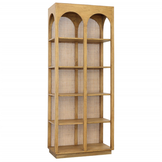 Artisan Mindi Wood and Slim Rattan Bookcases & Shelving