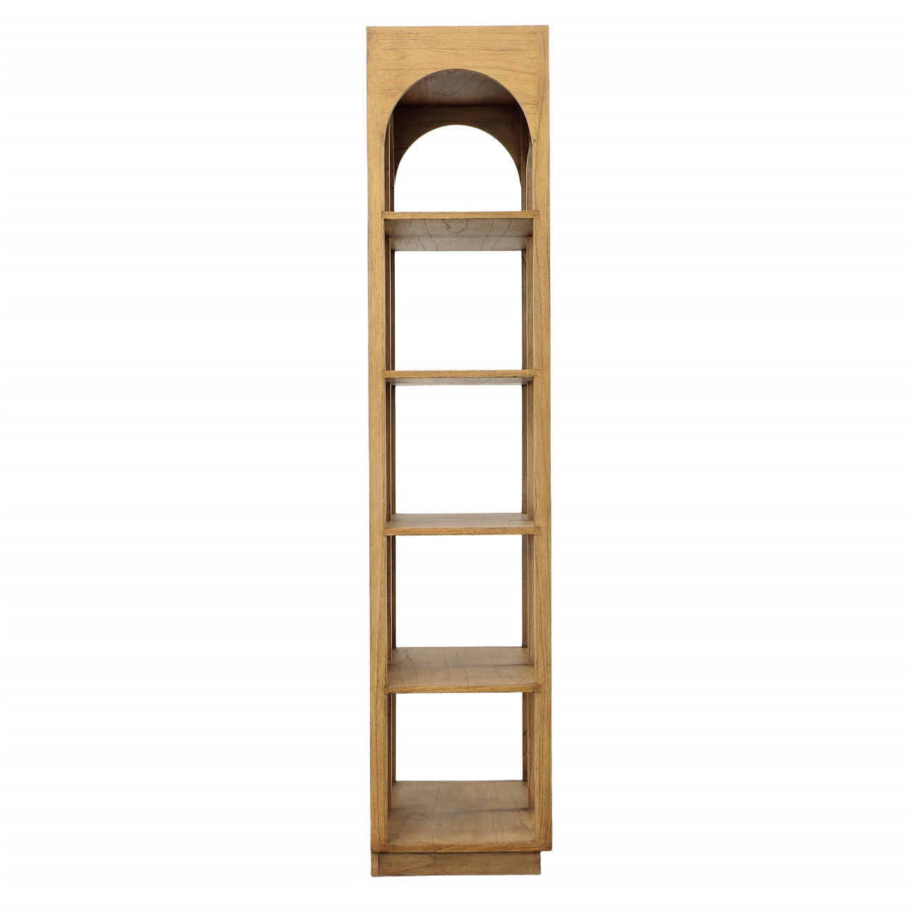 Natural Finish Mindi Wood and Slim Rattan Bookcase 32.5 in Wide