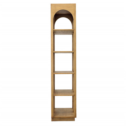 Natural Finish Mindi Wood and Slim Rattan Bookcase 32.5 in Wide