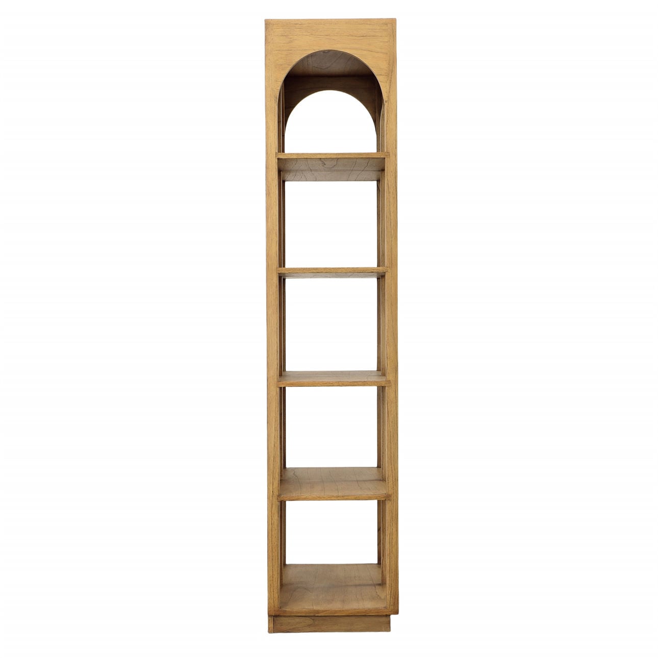 Natural Finish Mindi Wood and Slim Rattan Bookcase 32.5 in Wide