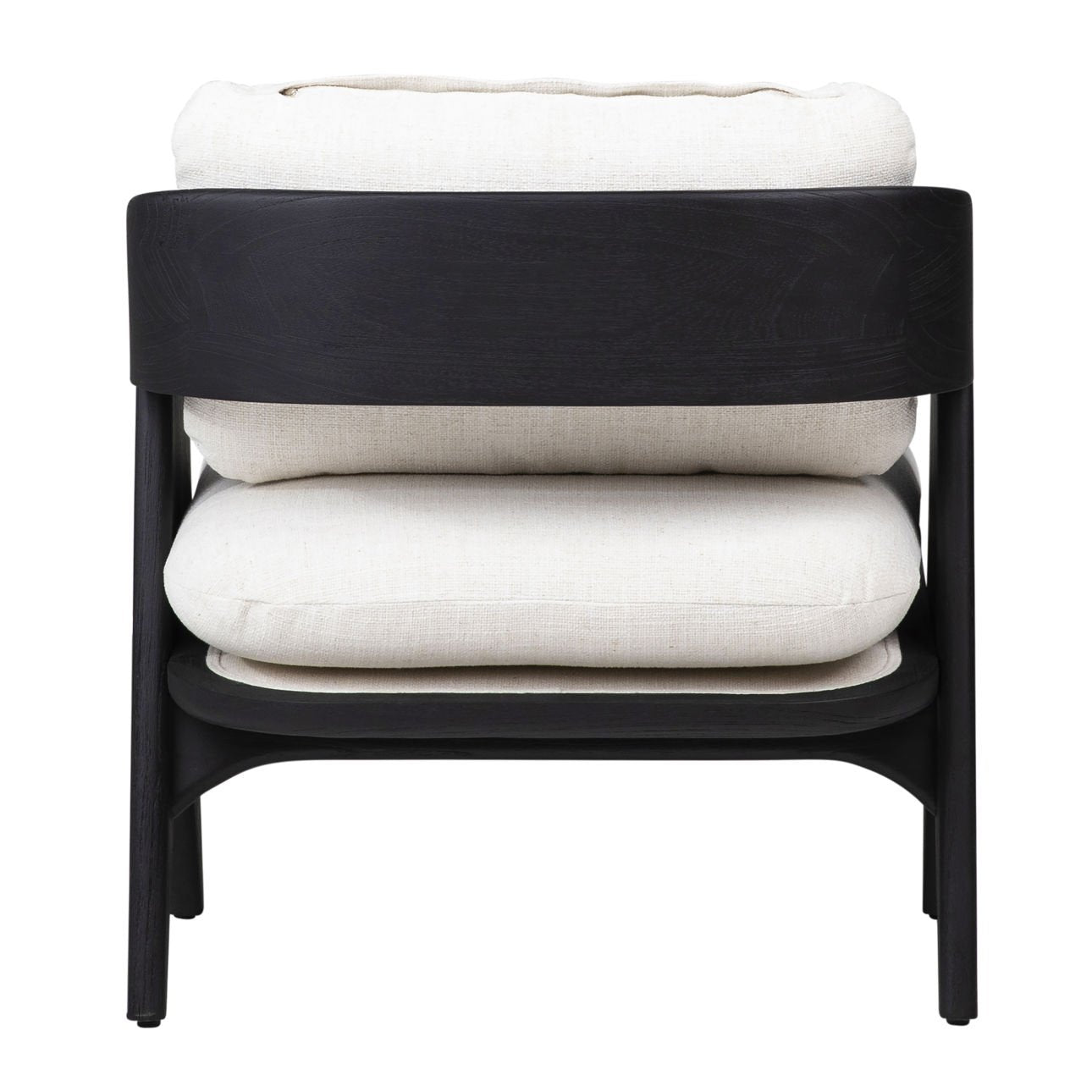 Black Wood Finish and Off White Upholstery Mindi Wood and Polyester Blend Upholstery Chair 27 in Wide