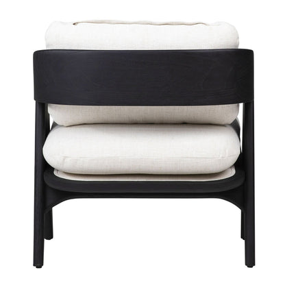 Black Wood Finish and Off White Upholstery Mindi Wood and Polyester Blend Upholstery Chair 27 in Wide