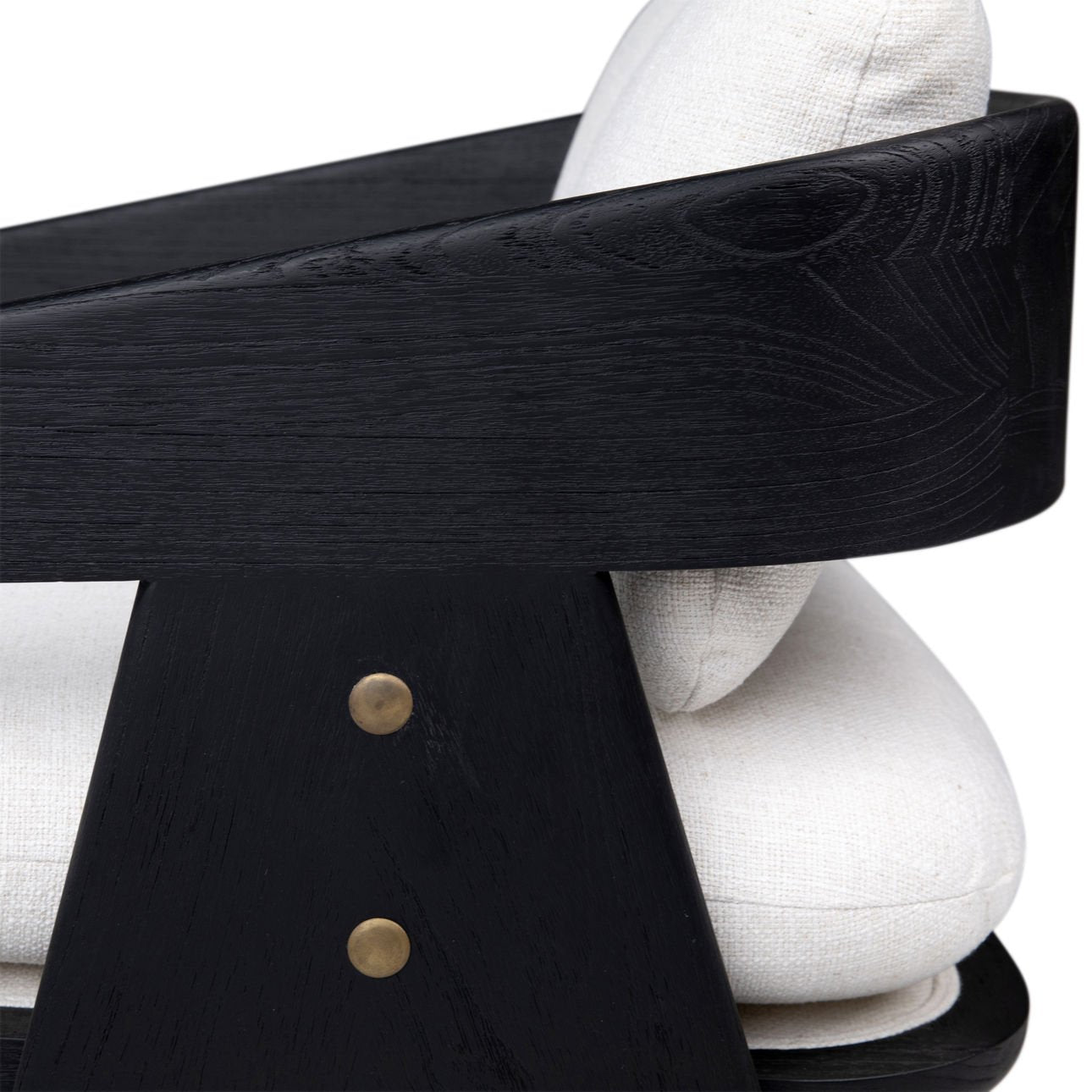 Black Wood Finish and Off White Upholstery Mindi Wood and Polyester Blend Upholstery Chair 27 in Wide