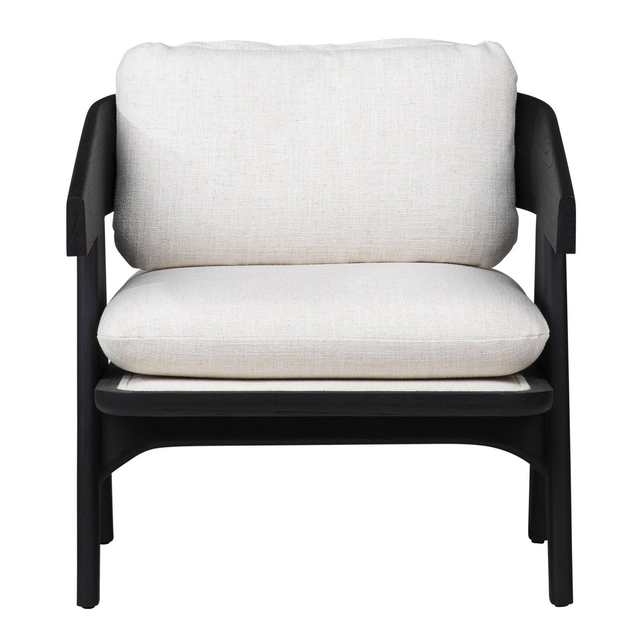 Black Wood Finish and Off White Upholstery Mindi Wood and Polyester Blend Upholstery Chair 27 in Wide