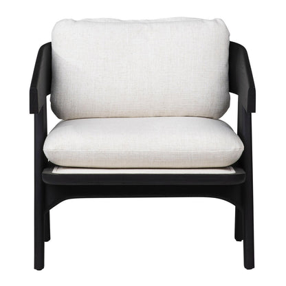 Black Wood Finish and Off White Upholstery Mindi Wood and Polyester Blend Upholstery Chair 27 in Wide