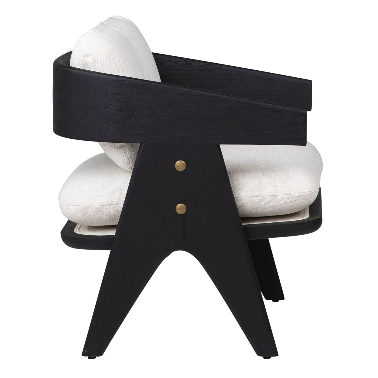 Black Wood Finish and Off White Upholstery Mindi Wood and Polyester Blend Upholstery Chair 27 in Wide
