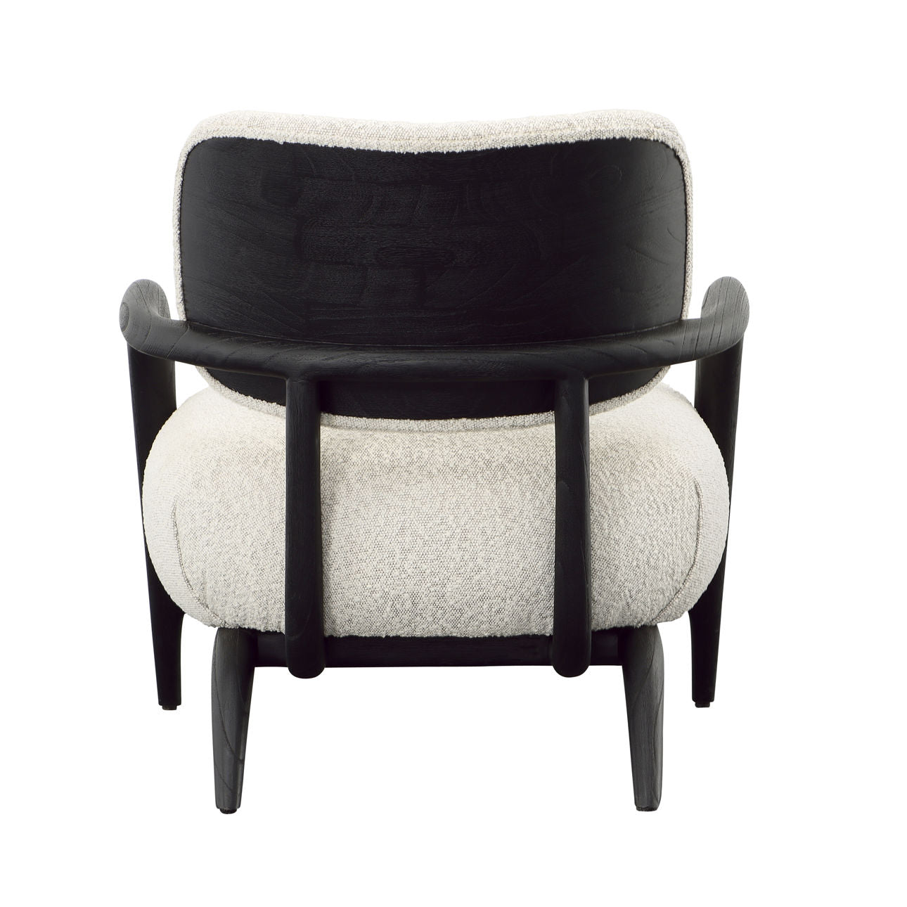 Ivory and Black Boucle Fabric and Mindi Wood Chair 29.5 in Wide