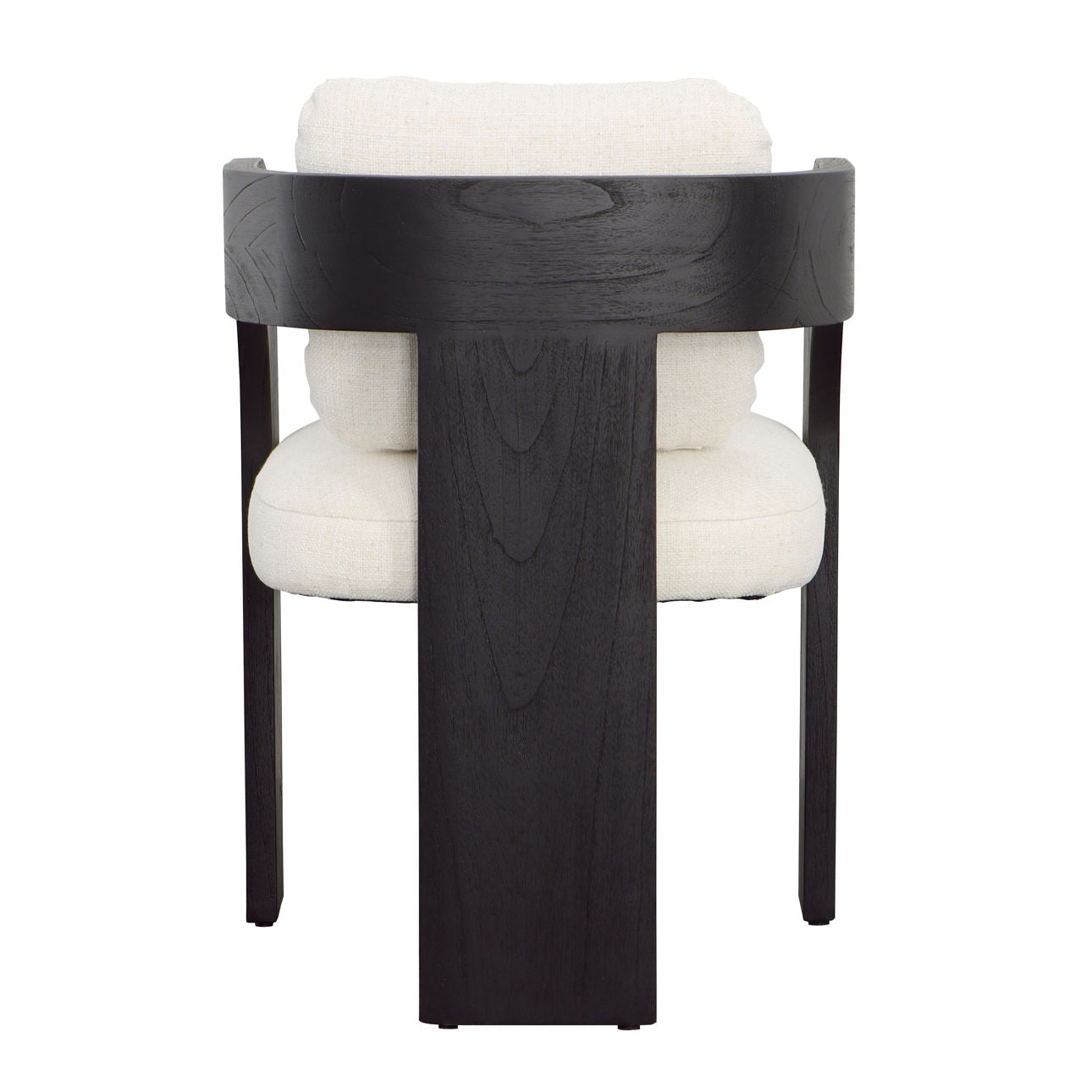 Cream and Black Linen Blend Upholstery and Mindi Wood Frame Chair 21.5 in Wide