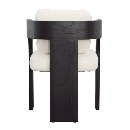 Cream and Black Linen Blend Upholstery and Mindi Wood Frame Chair 21.5 in Wide