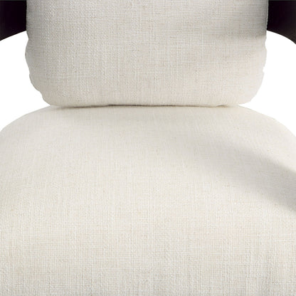 Cream and Black Linen Blend Upholstery and Mindi Wood Frame Chair 21.5 in Wide