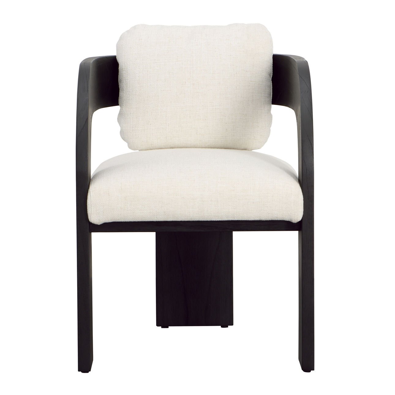 Cream and Black Linen Blend Upholstery and Mindi Wood Frame Chair 21.5 in Wide
