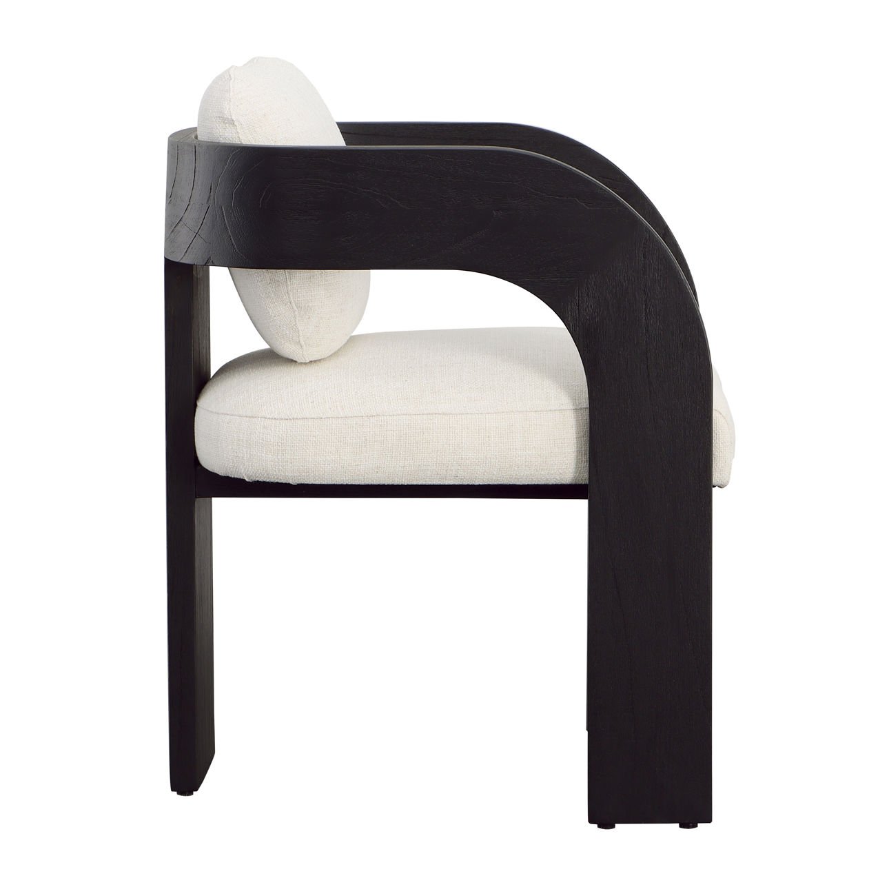 Cream and Black Linen Blend Upholstery and Mindi Wood Frame Chair 21.5 in Wide