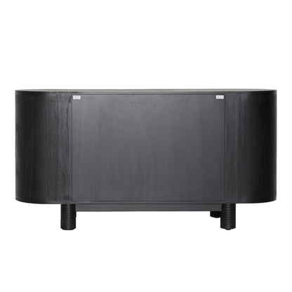 Black Mindi Wood Veneer Sideboard 63 in Wide
