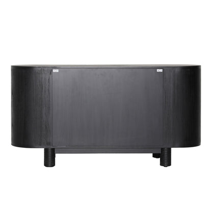 Black Mindi Wood Veneer Sideboard 63 in Wide
