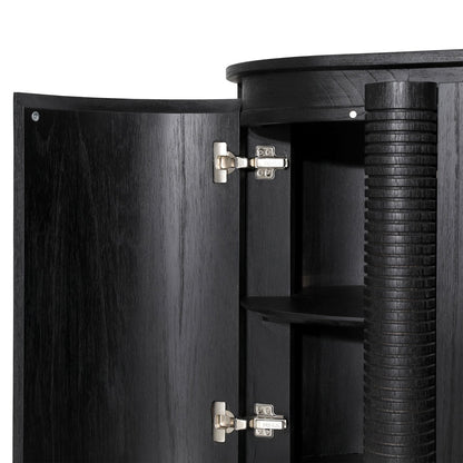 Black Mindi Wood Veneer Sideboard 63 in Wide
