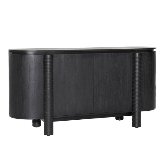 Black Mindi Wood Veneer Sideboard 63 in Wide