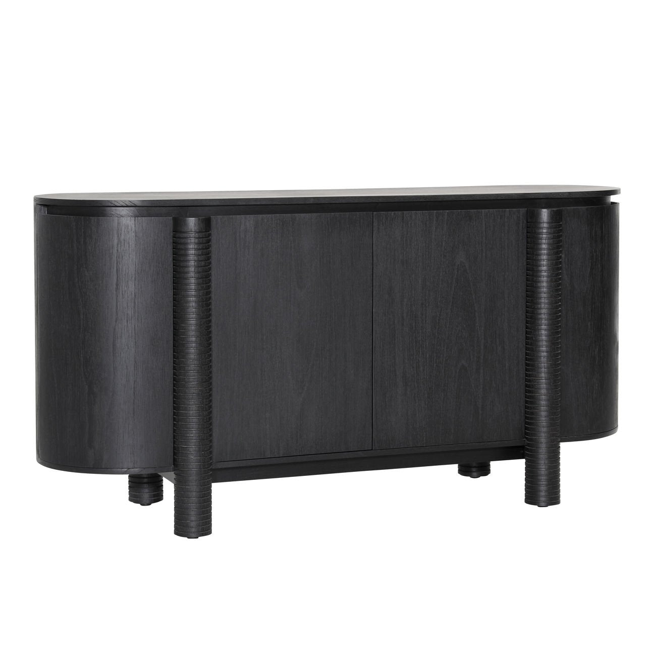 Black Mindi Wood Veneer Sideboard 63 in Wide