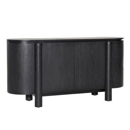Black Mindi Wood Veneer Sideboard 63 in Wide