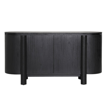 Black Mindi Wood Veneer Sideboard 63 in Wide
