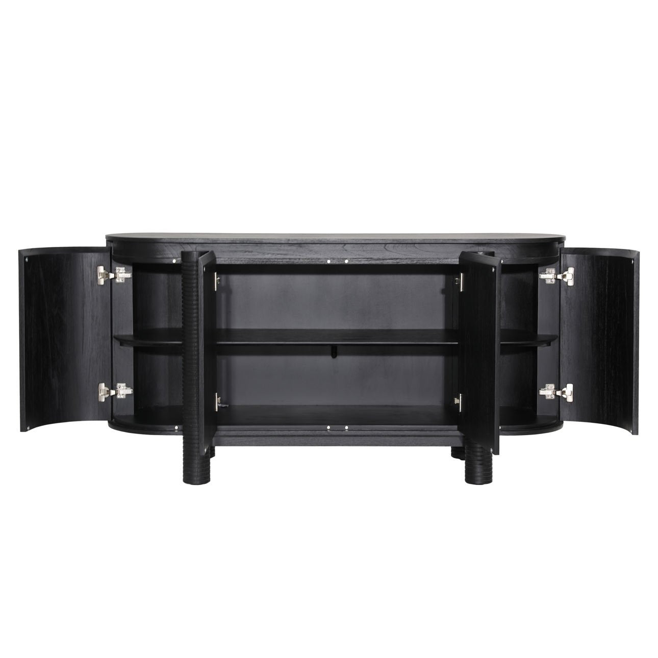 Black Mindi Wood Veneer Sideboard 63 in Wide