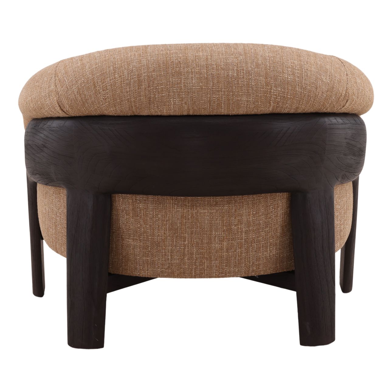 Brown and Dark Brown Burlap Fabric and Mindi Wood Chair 35 in Wide